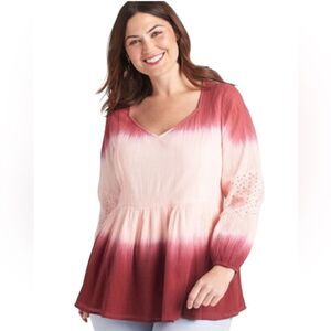 LANE BRYANT Ombré Peplum Peasant Top
